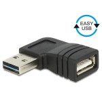 USB2.0 Easy Adapter: A-Buchse pour A-Stecker, Links-Rechts gewinkelt, Stecker beidseitig