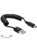 USB-mini-Kabel Spiralkabel: 20-60cm, MiniB Stecker, schwarz