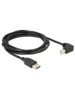 USB2.0-Kabel A-B: 2m, schwarz, USB-B Seite 90øgewinkelt