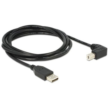 USB2.0-Kabel A-B: 2m, schwarz, USB-B Seite 90øgewinkelt