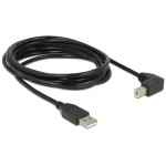 USB2.0-câble A-B: 3m, noir, USB-B Seite 90øgewinkelt