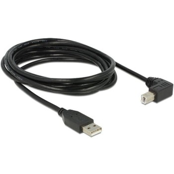 USB2.0-Kabel A-B: 3m, schwarz, USB-B Seite 90øgewinkelt