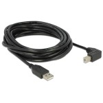 USB2.0-câble A-B: 5m, noir, USB-B Seite 90øgewinkelt