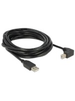 USB2.0-cable A-B: 5m, black, USB-B Seite 90øgewinkelt