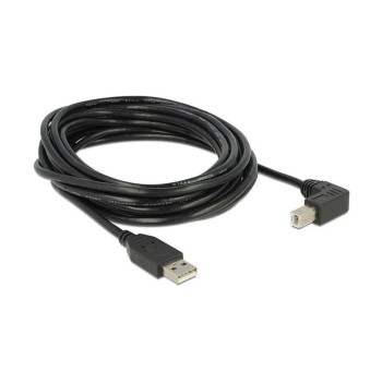 USB2.0-Kabel A-B: 5m, schwarz, USB-B Seite 90øgewinkelt