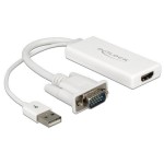 Monitoradapter VGA-St. pour HDMI-Bu., blanc, VGA Stecker pour HDMI Buchse, 25cm