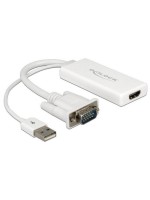 Monitoradapter VGA-St. pour HDMI-Bu., blanc, VGA Stecker pour HDMI Buchse, 25cm