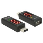 Delock USB mesure volts et ampères, jusqu'à 4 ampères, A mâle-femelle