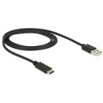 Delock USB2.0-Kabel A-TypC: 1m, schwarz, max. 480Mbps, Typ-C
