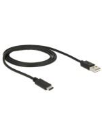 Delock USB2.0-câble A-TypC: 1m, noir, max. 480Mbps, Typ-C