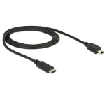 USB2.0-câble TypC-MiniB: 1m, noir, max. 480Mbps, Typ-C, pour Mini-B Endgerät