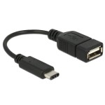 USB2.0-Adaptercable A-C, 15cm, black, max. 480Mbps, A Buchse - Typ-C Stecker