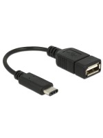 USB2.0-Adaptercable A-C, 15cm, black, max. 480Mbps, A Buchse - Typ-C Stecker