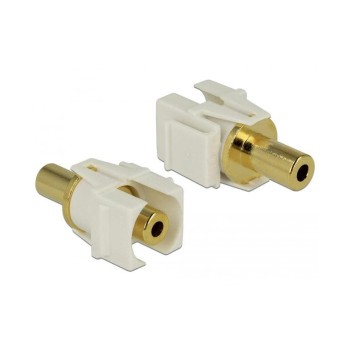 Delock Keystone Jack: 3.5mm Klinke, Buchse-Buchse, white, vergoldet, 3Pin Delock Keystone Jack: 3.5mm Klinke, Buchse-Buchse, white, vergoldet, 3Pin