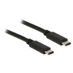 USB2.0-Kabel TypC-TypC: 0.5m, schwarz, max. 480Mbps, Typ-C Stecker beidseitig