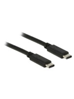 USB2.0-cable TypC-TypC: 0.5m, black, max. 480Mbps, Typ-C Stecker beidseitig