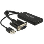 Monitoradapter VGA-St. pour HDMI-Bu. noir, VGA Stecker pour HDMI Buchse, 25cm, avec Audio