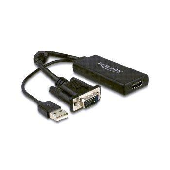 Monitoradapter VGA-St. for HDMI-Bu. black, VGA Stecker for HDMI Buchse, 25cm, with Audio Monitoradapter VGA-St. for HDMI-Bu. black, VGA Stecker for HDMI Buchse, 25cm, with Audio