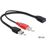 USB3.0 Y-câble Typ 2xA auf 1x A Buchse,30cm, zur erweiterten Stromversorgung