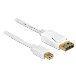 Delock Mini-DP auf DP, 1m, V1.2, 4K support, Mini-Displayport pour Displayport, blanc