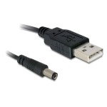 USB2.0-câble A-5VOLT 2.1mm Strom, 1m, noir 5.5mm/2.1mm