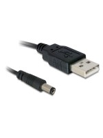 USB2.0-cable A-5VOLT 2.1mm Strom, 1m, black 5.5mm/2.1mm