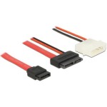 Delock Câble slim-SATA rouge, électricité Molex, 50 cm