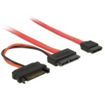 Delock Câble slim-SATA rouge, alimentation SATA, 30 cm