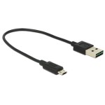 USB2.0-câble Easy A-MicroB: 0.2m, noir, Beide Stecker beidseitig einsteckbar