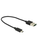 USB2.0-cable Easy A-MicroB: 0.2m, black, Beide Stecker beidseitig einsteckbar