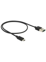 USB2.0-cable Easy A-MicroB: 0.5m, black, Beide Stecker beidseitig einsteckbar