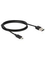 USB2.0-cable Easy A-MicroB: 1m, black, Beide Stecker beidseitig einsteckbar