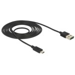 USB2.0-câble Easy A-MicroB: 2m, noir, Beide Stecker beidseitig einsteckbar