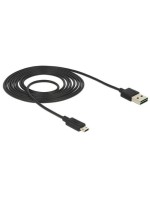 USB2.0-cable Easy A-MicroB: 2m, black, Beide Stecker beidseitig einsteckbar
