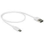 USB2.0-câble Easy A-MicroB: 0.5m, blanc, Beide Stecker beidseitig einsteckbar