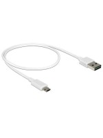 USB2.0-cable Easy A-MicroB: 0.5m, white, Beide Stecker beidseitig einsteckbar