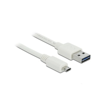 USB2.0-Kabel Easy A-MicroB: 0.5m, weiss, Beide Stecker beidseitig einsteckbar
