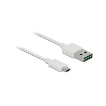 USB2.0-Kabel Easy A-MicroB: 1m, weiss, Beide Stecker beidseitig einsteckbar