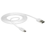 USB2.0-câble Easy A-MicroB: 2m, blanc, Beide Stecker beidseitig einsteckbar