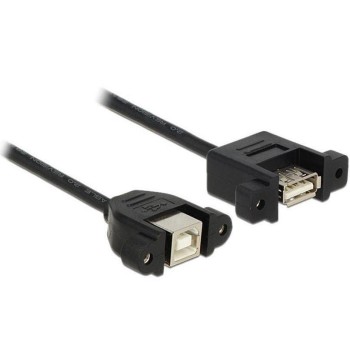 USB2.0-Kabel A-B: 1m, beidseitig Einbau, Buchse-Buchse, mit Schrauben