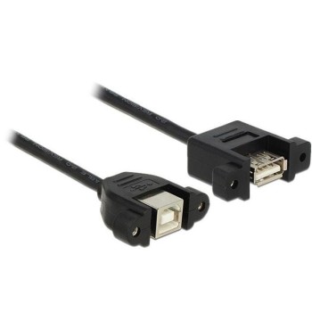 USB2.0-Kabel A-B: 25cm, beidseitig Einbau, Buchse-Buchse, mit Schrauben