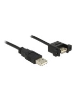 USB2.0-cable A-A: 1m, zum einseitig Einbau, Stecker-Buchse, with Schrauben