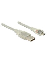 USB2-cable 0.5m A-MicroB, Ferritkern, Transparent