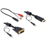 HDMI pour DVI-D câble avec Audio, 2m, Ferritkern, 3.5mm Klinke Audio, RCA-Adapter