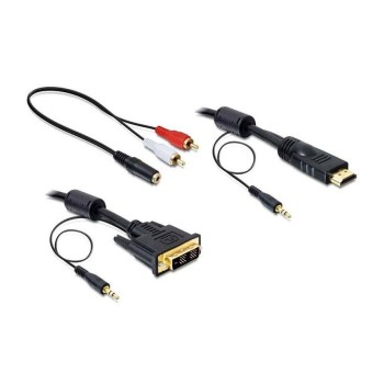 HDMI for DVI-D cable with Audio, 2m, Ferritkern, 3.5mm Klinke Audio, RCA-Adapter HDMI for DVI-D cable with Audio, 2m, Ferritkern, 3.5mm Klinke Audio, RCA-Adapter