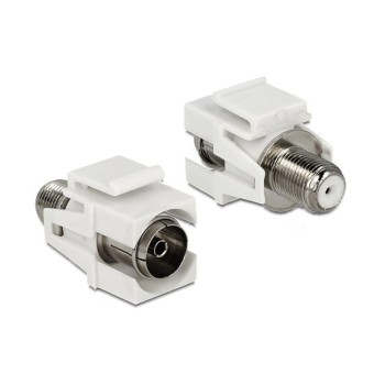 Delock Keystone IEC - F (extern - intern), Buchse-Buchse, white, Flache Montage Delock Keystone IEC - F (extern - intern), Buchse-Buchse, white, Flache Montage