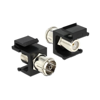 Delock Keystone IEC - F (extern - intern), Buchse-Buchse, black Delock Keystone IEC - F (extern - intern), Buchse-Buchse, black