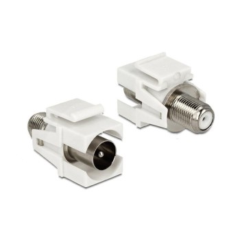 Delock Keystone IEC - F (extern - intern), Stecker-Buchse, white, Flache Montage Delock Keystone IEC - F (extern - intern), Stecker-Buchse, white, Flache Montage