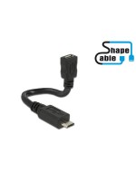 USB2.0-Shape Adapterkabel MicroB, 15cm, MicroB-Stecker - MicroB-Buchse, formbar,OTG