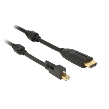 Delock MiniDisplayPort - HDMI, aktiv,4K, 3m, noir, Mini-DP avec Schraube Delock MiniDisplayPort - HDMI, aktiv,4K, 3m, noir, Mini-DP avec Schraube